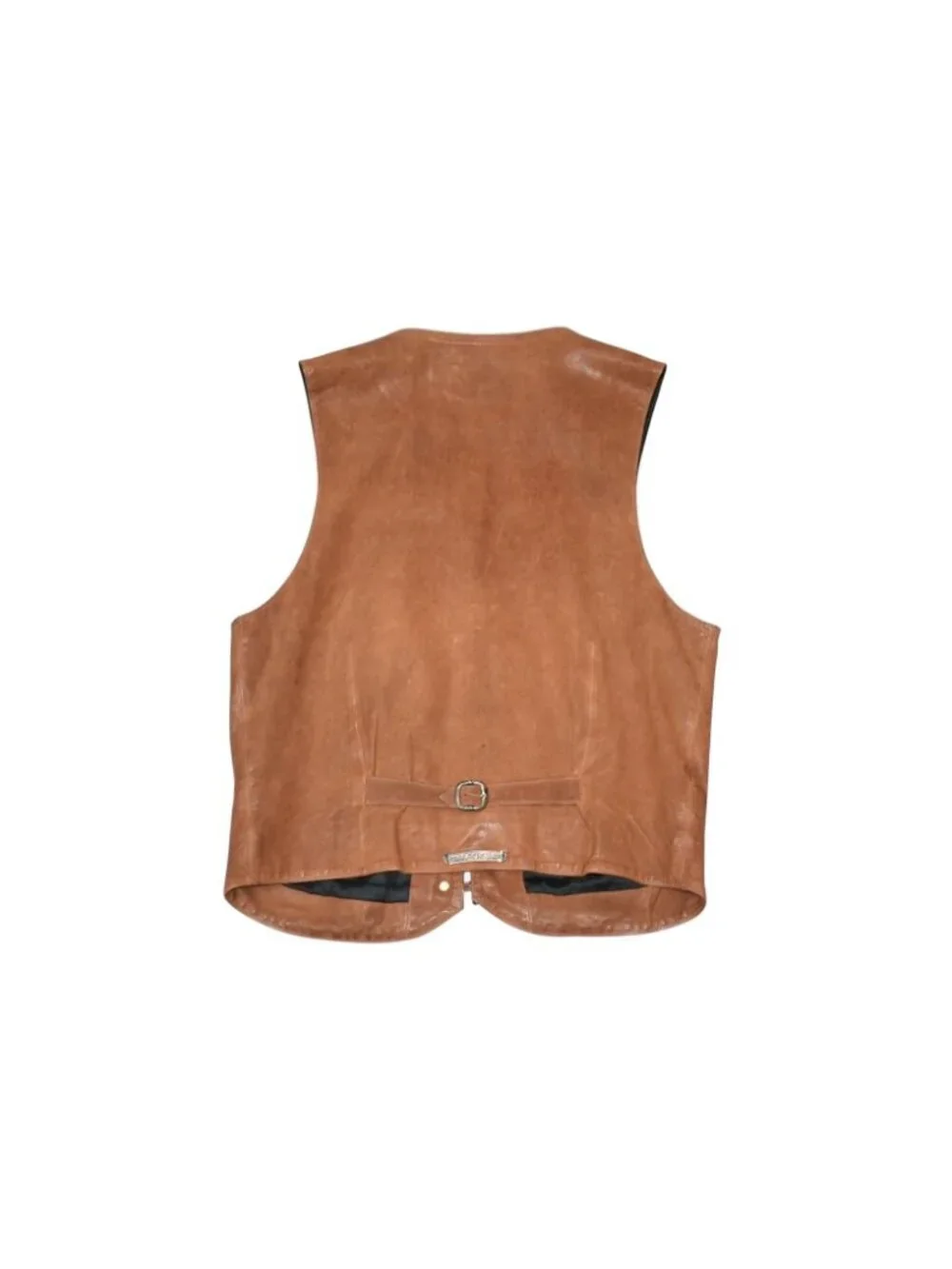 Chrome Hearts L Lng Bck Leather Vest Floral Button Brown S